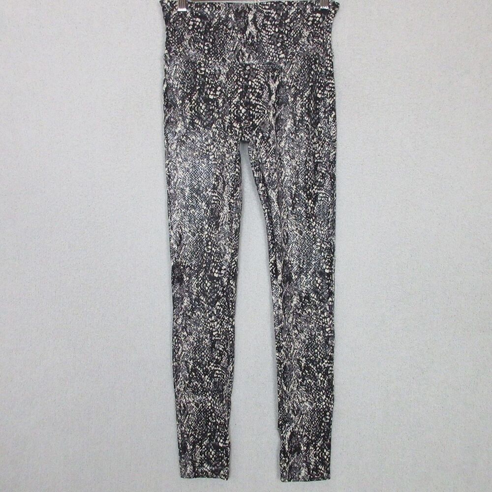 Spanx Leggings Womens M Snake‎ Print Black White Active High Waist Stretch Slim